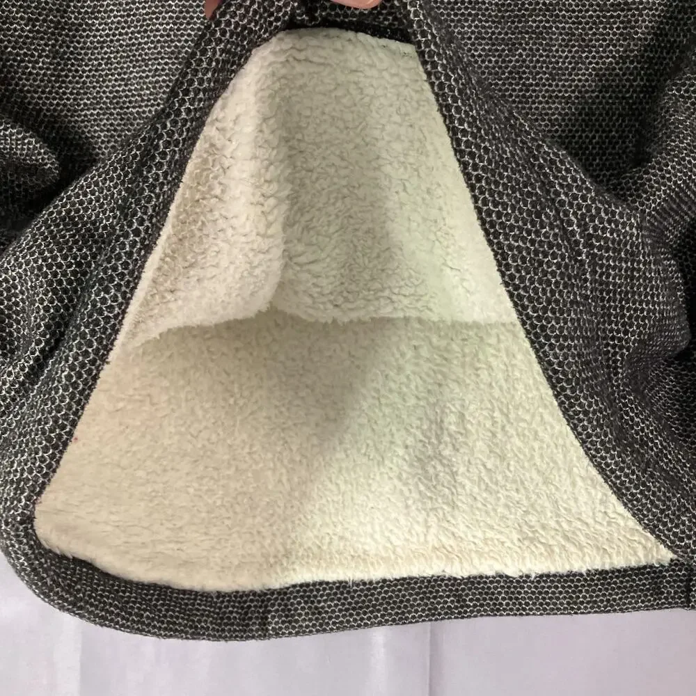 Orvis Sweater Mens Medium Gray Quarter Zip‎ Sherpa Lined Fleece Pockets Knit